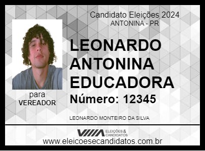 Candidato LEONARDO ANTONINA EDUCADORA 2024 - ANTONINA - Eleições