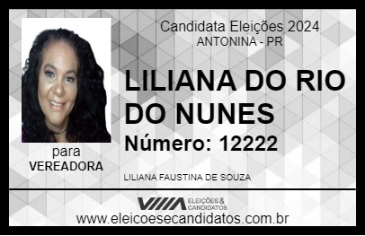 Candidato LILIANA DO RIO DO NUNES 2024 - ANTONINA - Eleições