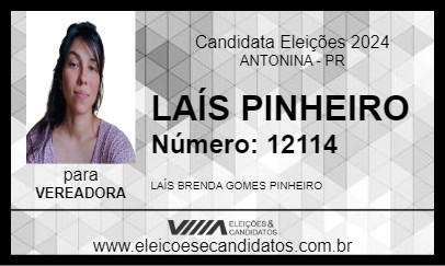 Candidato LAÍS PINHEIRO 2024 - ANTONINA - Eleições