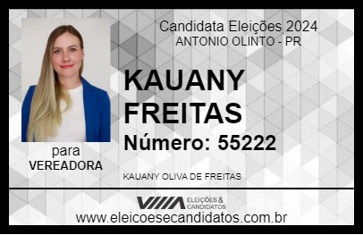 Candidato KAUANY FREITAS 2024 - ANTONIO OLINTO - Eleições