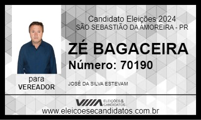 Candidato ZÉ BAGACEIRA 2024 - SÃO SEBASTIÃO DA AMOREIRA - Eleições