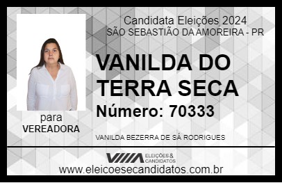 Candidato VANILDA DO TERRA SECA 2024 - SÃO SEBASTIÃO DA AMOREIRA - Eleições