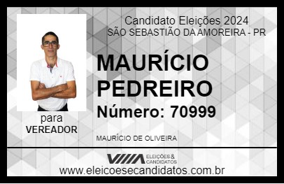 Candidato MAURÍCIO PEDREIRO 2024 - SÃO SEBASTIÃO DA AMOREIRA - Eleições