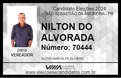 Candidato NILTON DO ALVORADA 2024 - SÃO SEBASTIÃO DA AMOREIRA - Eleições