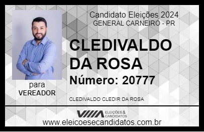 Candidato CLEDIVALDO DA ROSA 2024 - GENERAL CARNEIRO - Eleições