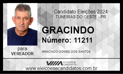 Candidato GRACINDO 2024 - TUNEIRAS DO OESTE - Eleições