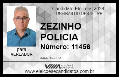 Candidato ZEZINHO POLICIA 2024 - TUNEIRAS DO OESTE - Eleições