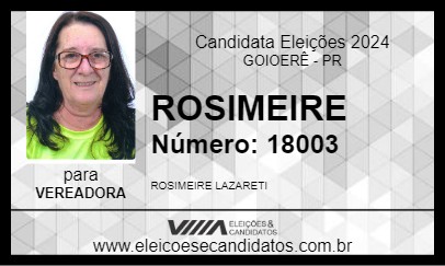 Candidato ROSIMEIRE 2024 - GOIOERÊ - Eleições