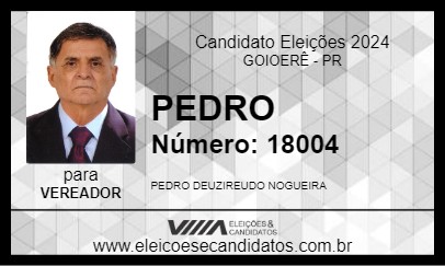 Candidato PEDRO FOTÓGRAFO 2024 - GOIOERÊ - Eleições