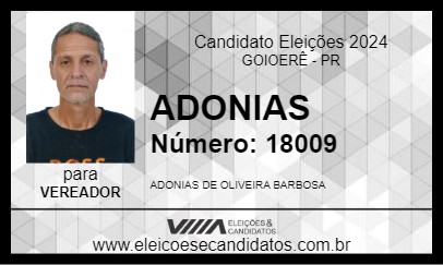 Candidato ADONIAS SALÃO DA RODOVIÁRIA 2024 - GOIOERÊ - Eleições