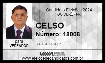 Candidato CELSO 2024 - GOIOERÊ - Eleições