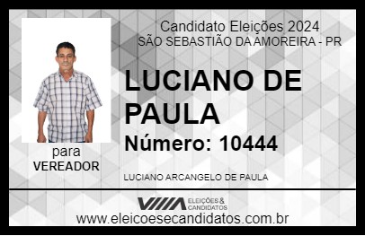 Candidato LUCIANO DE PAULA 2024 - SÃO SEBASTIÃO DA AMOREIRA - Eleições