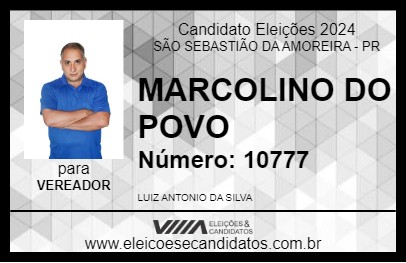 Candidato MARCOLINO DO POVO 2024 - SÃO SEBASTIÃO DA AMOREIRA - Eleições