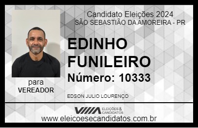 Candidato EDINHO FUNILEIRO 2024 - SÃO SEBASTIÃO DA AMOREIRA - Eleições