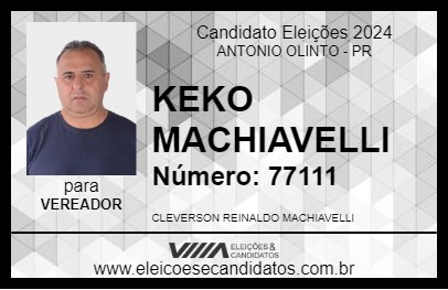 Candidato KEKO MACHIAVELLI 2024 - ANTONIO OLINTO - Eleições