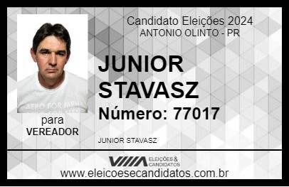 Candidato JUNIOR STAVASZ 2024 - ANTONIO OLINTO - Eleições