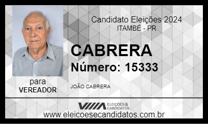 Candidato CABRERA 2024 - ITAMBÉ - Eleições