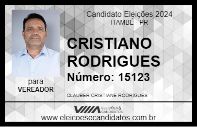 Candidato CRISTIANO RODRIGUES 2024 - ITAMBÉ - Eleições