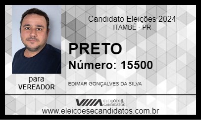 Candidato PRETO 2024 - ITAMBÉ - Eleições