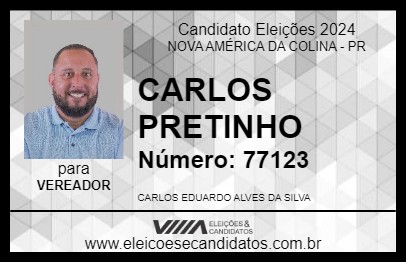 Candidato CARLOS PRETINHO 2024 - NOVA AMÉRICA DA COLINA - Eleições