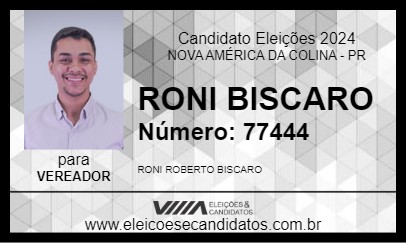 Candidato RONI BISCARO 2024 - NOVA AMÉRICA DA COLINA - Eleições