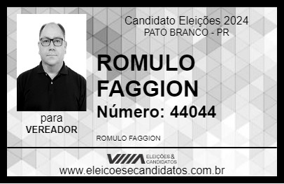 Candidato ROMULO FAGGION 2024 - PATO BRANCO - Eleições