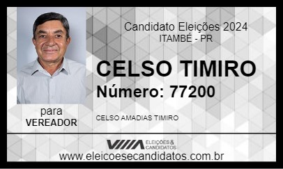 Candidato CELSO TIMIRO 2024 - ITAMBÉ - Eleições