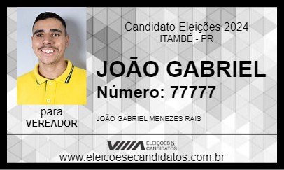 Candidato JOÃO GABRIEL 2024 - ITAMBÉ - Eleições