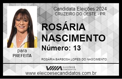 Candidato ROSÁRIA NASCIMENTO 2024 - CRUZEIRO DO OESTE - Eleições