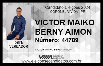 Candidato VICTOR MAIKO BERNY AIMON 2024 - CORONEL VIVIDA - Eleições