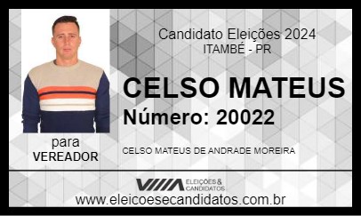 Candidato CELSO MATEUS 2024 - ITAMBÉ - Eleições