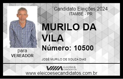 Candidato MURILO DA VILA 2024 - ITAMBÉ - Eleições