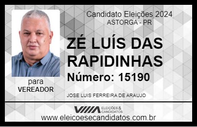 Candidato ZÉ LUÍS DAS RAPIDINHAS 2024 - ASTORGA - Eleições