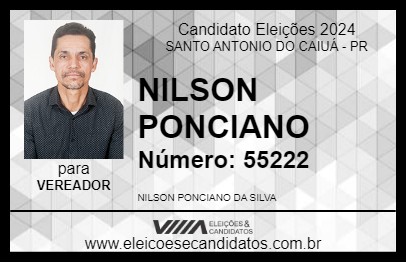 Candidato NILSON PONCIANO 2024 - SANTO ANTONIO DO CAIUÁ - Eleições