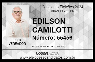 Candidato EDILSON CAMILOTTI 2024 - MIRASELVA - Eleições