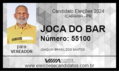 Candidato JOCA DO BAR 2024 - ICARAÍMA - Eleições