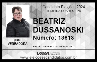 Candidato BEATRIZ DUSSANOSKI 2024 - TEIXEIRA SOARES - Eleições