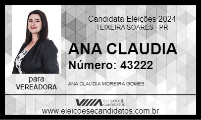 Candidato ANA CLAUDIA 2024 - TEIXEIRA SOARES - Eleições