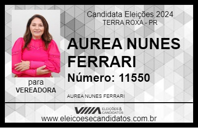 Candidato AUREA NUNES FERRARI 2024 - TERRA ROXA - Eleições