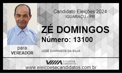 Candidato ZÉ DOMINGOS 2024 - IGUARAÇU - Eleições