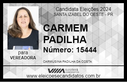 Candidato CARMEM PADILHA 2024 - SANTA IZABEL DO OESTE - Eleições