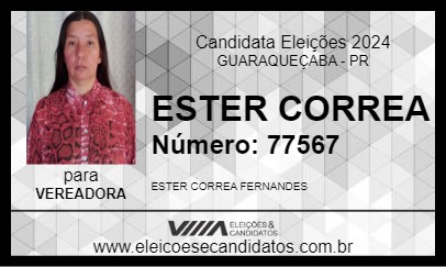 Candidato ESTER CORREA 2024 - GUARAQUEÇABA - Eleições