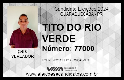 Candidato TITO DO RIO VERDE 2024 - GUARAQUEÇABA - Eleições