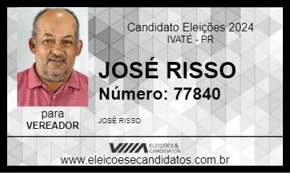 Candidato JOSÉ RISSO 2024 - IVATÉ - Eleições