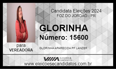 Candidato GLORINHA 2024 - FOZ DO JORDÃO - Eleições