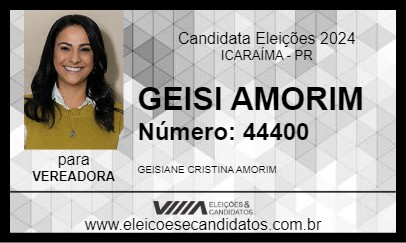 Candidato GEISI AMORIM 2024 - ICARAÍMA - Eleições