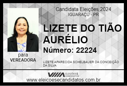 Candidato LIZETE DO TIÃO AURÉLIO 2024 - IGUARAÇU - Eleições