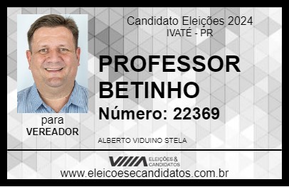 Candidato PROFESSOR BETINHO 2024 - IVATÉ - Eleições