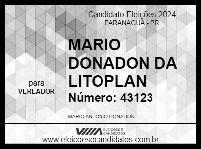 Candidato MARIO DONADON DA LITOPLAN 2024 - PARANAGUÁ - Eleições