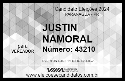 Candidato JUSTIN NAMORAL 2024 - PARANAGUÁ - Eleições